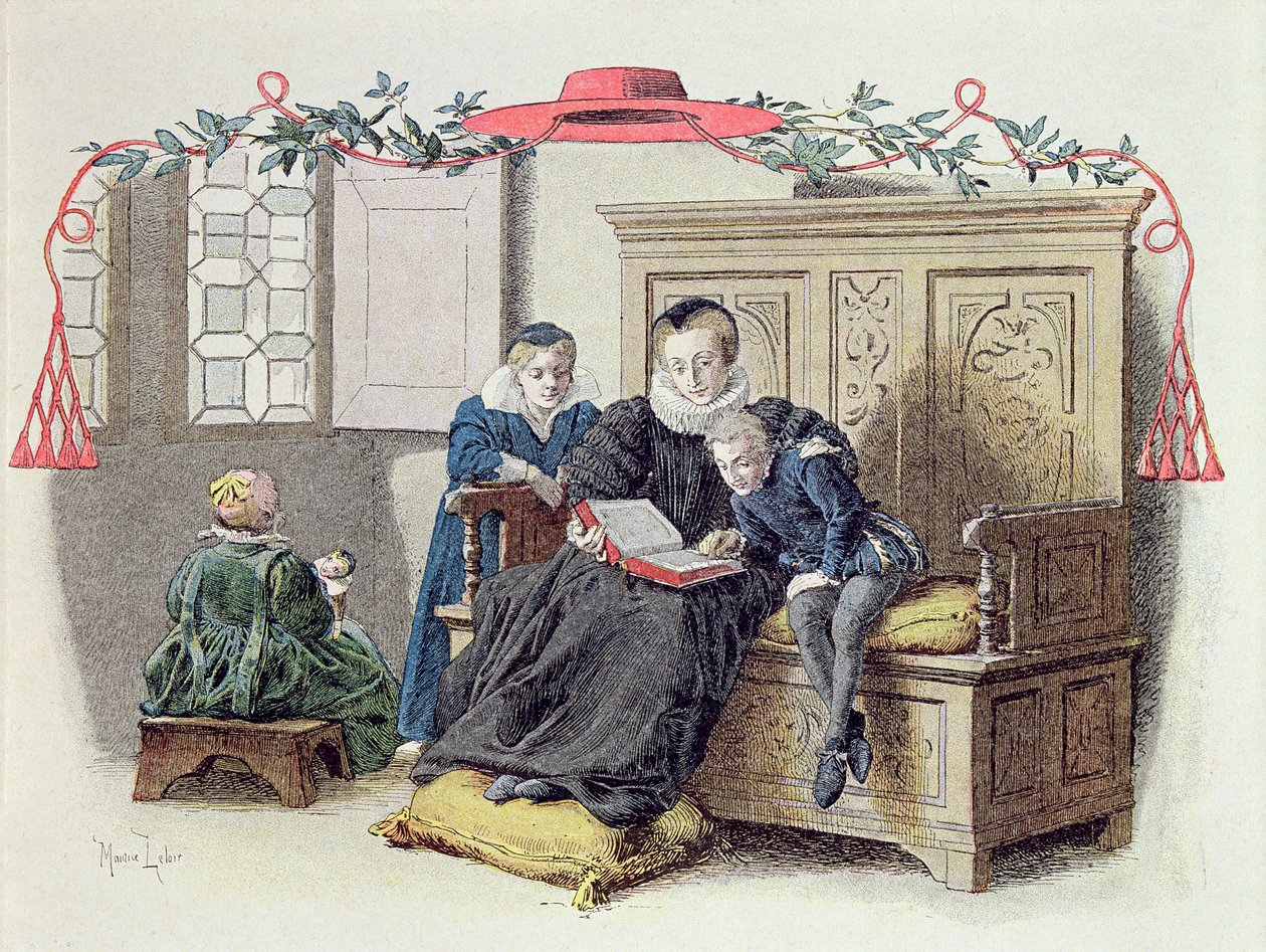 Armand-Jean du Plessis, Cardinal Richelieu (1585-1642) as a child, illustration from a life of Richelieu by Theodore Camu, 1910  by Maurice Leloir