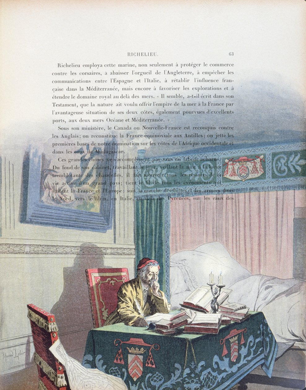 Armand-Jean du Plessis, Kardinal de Richelieu (1585-1642) yaşlı bir adam olarak, Theodore Camu tarafından Richelieu