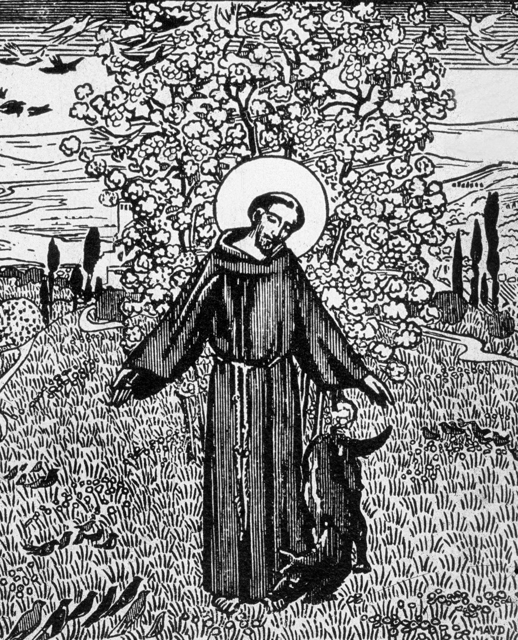 Maurice Denis tarafından çizildikten sonra Jacques Beltrand tarafından oyulmuş St Francis of Assisi (1181-1226) by Maurice (after) Denis