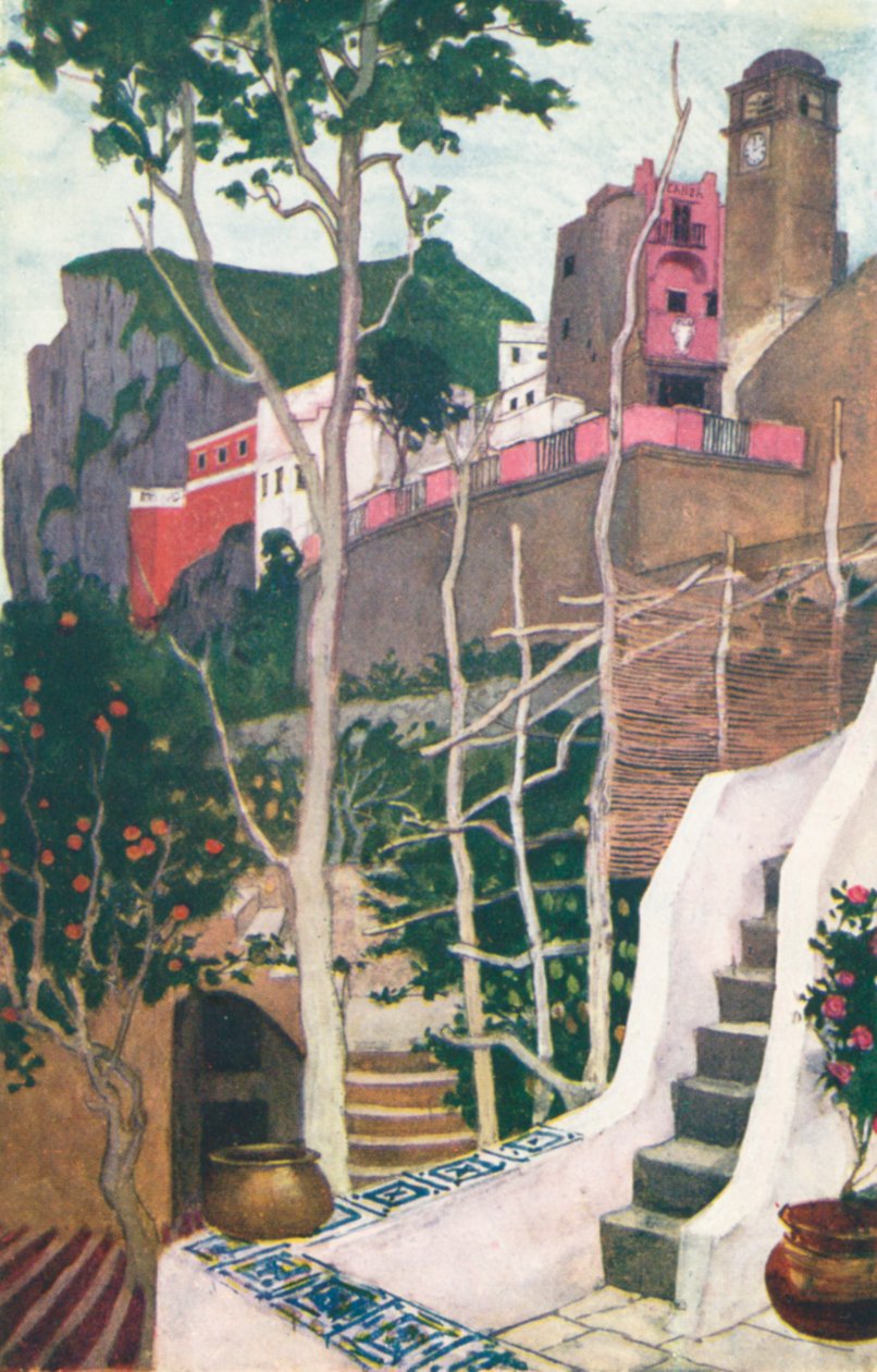 A Geçidi, Capri (renkli lito) by Maurice (after) Greiffenhagen
