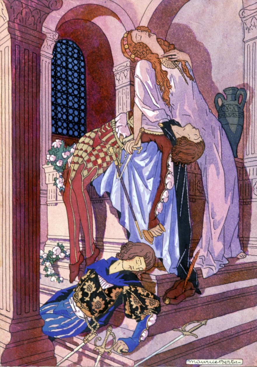 Romeo ve Juliet'in ölümü, yak. 1930 (çizim) by Maurice Berty