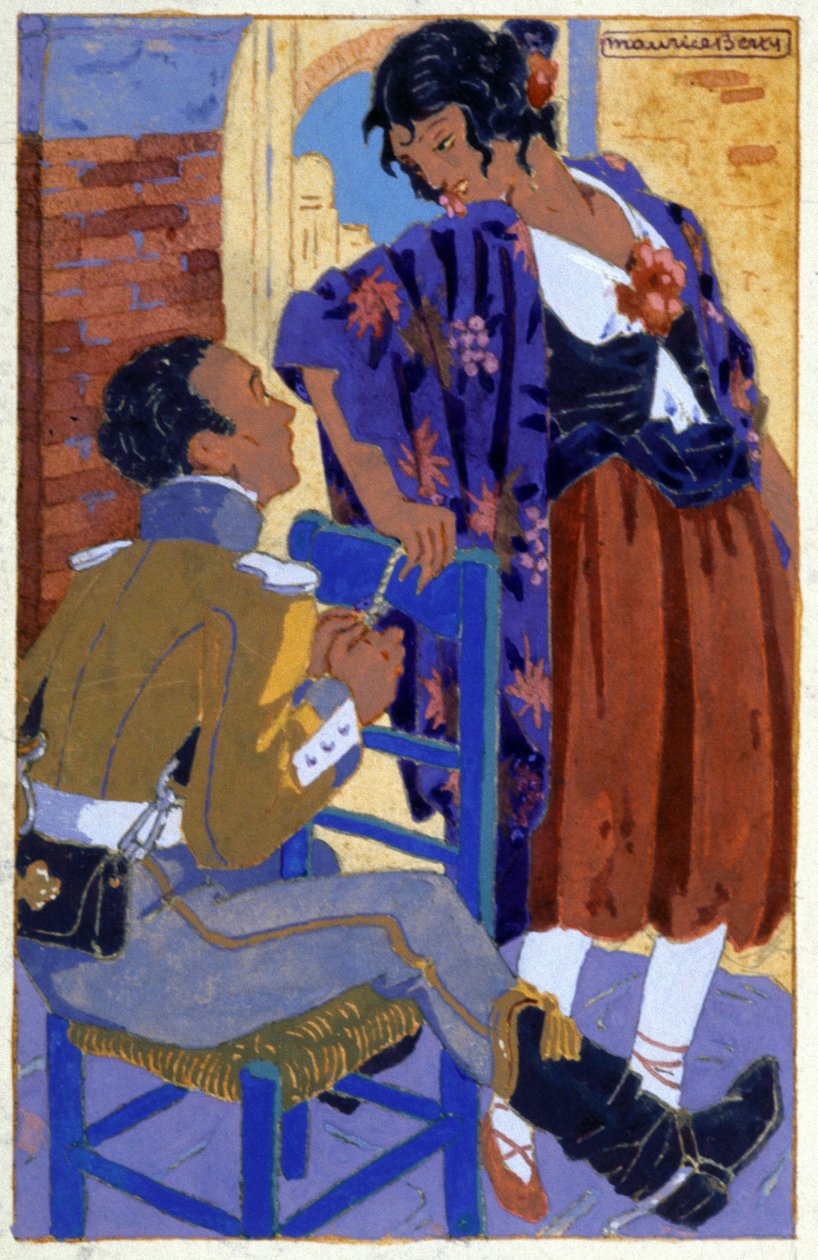 Don Jose ve Carmen, yak. 1930 (çizim) by Maurice Berty