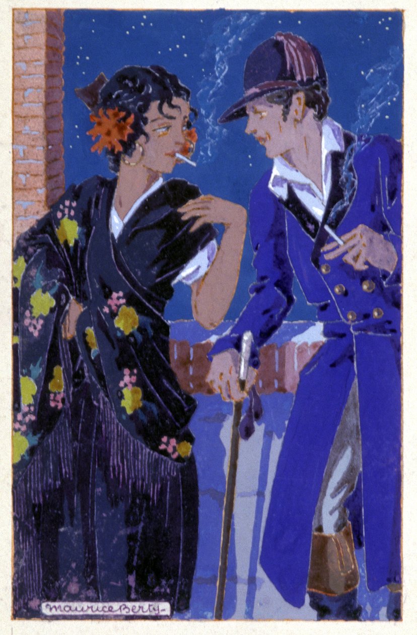 Don Jose ve Carmen sigara içiyor, yak. 1930 (çizim) by Maurice Berty