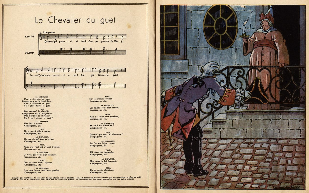 Saatin şövalyesi. tekerleme (çocuk şarkısı) (gravür) by Maurice Berty