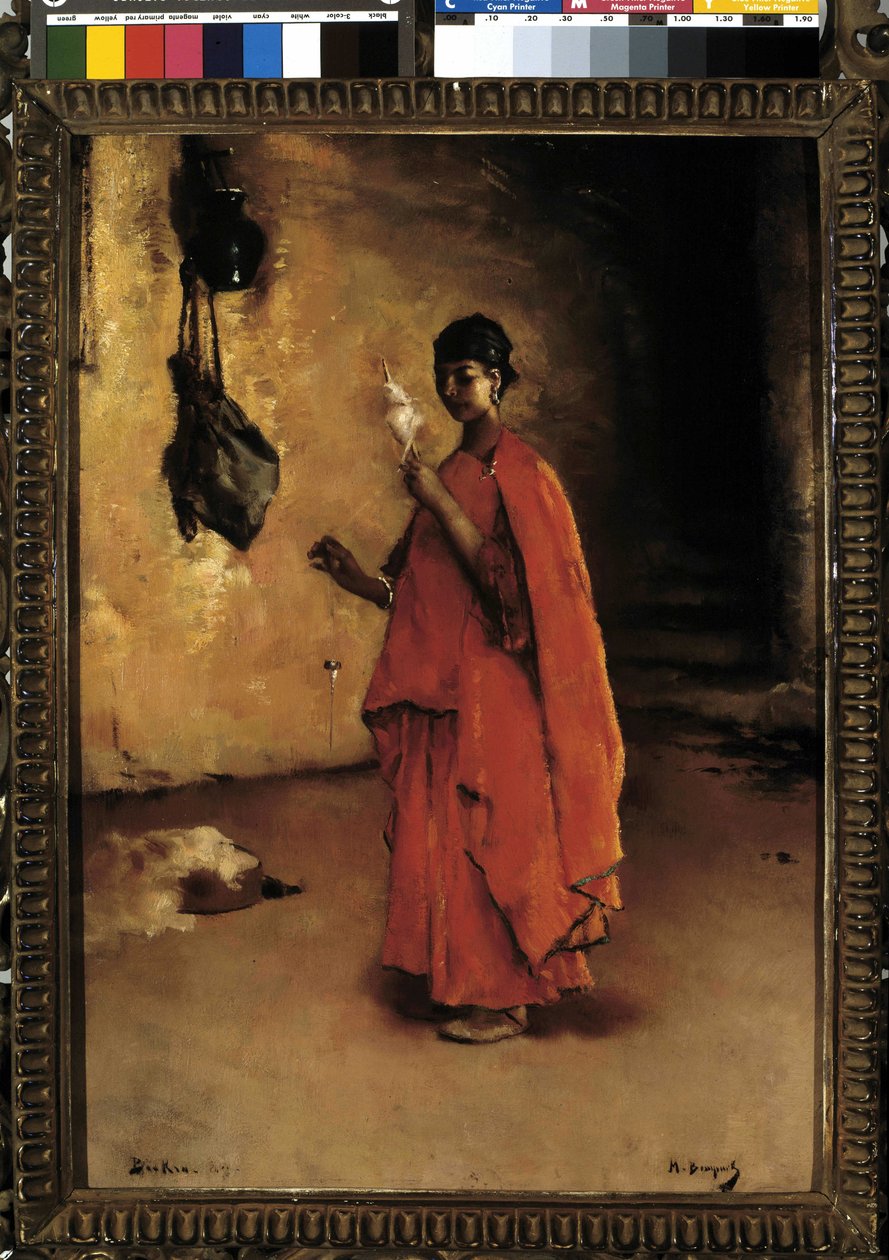 İplikçi (Biskra). Cezayir (tuval üzerine yağlı boya) by Maurice Bompard