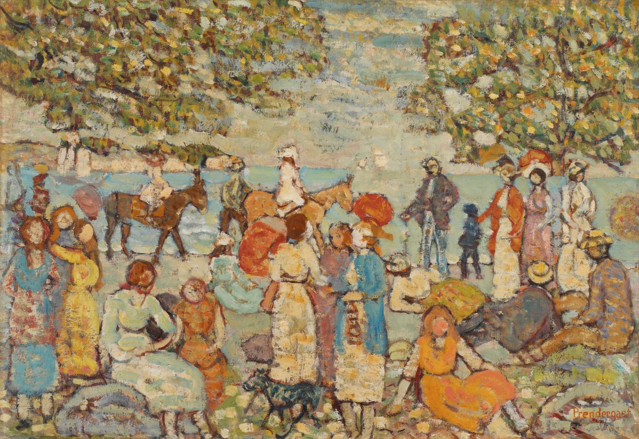 Eşekler (veya Katırlar) ile Plaj Sahnesi by Maurice Brazil Prendergast