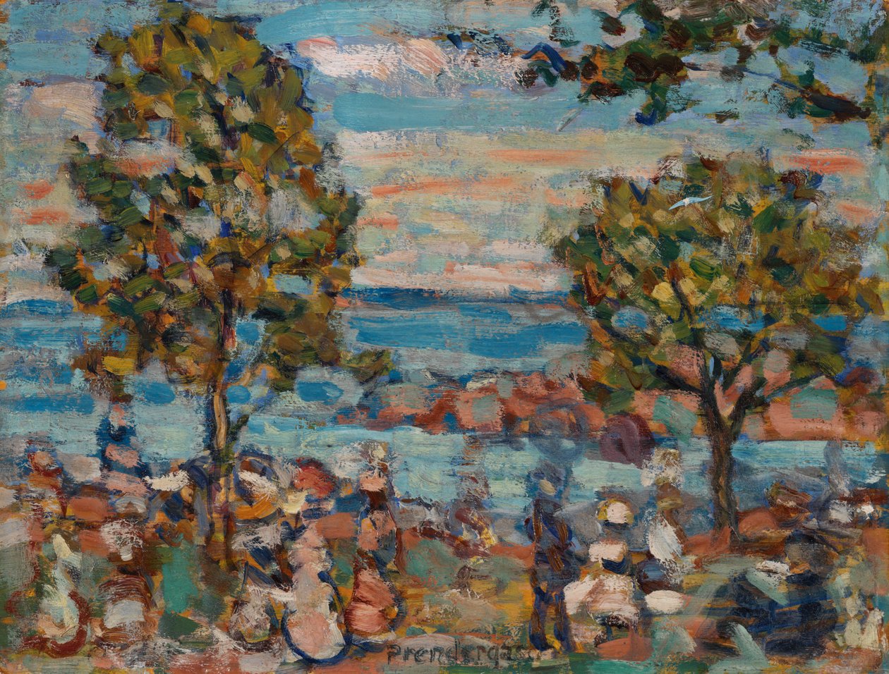 İki Ağaçlı Plaj Manzarası by Maurice Brazil Prendergast