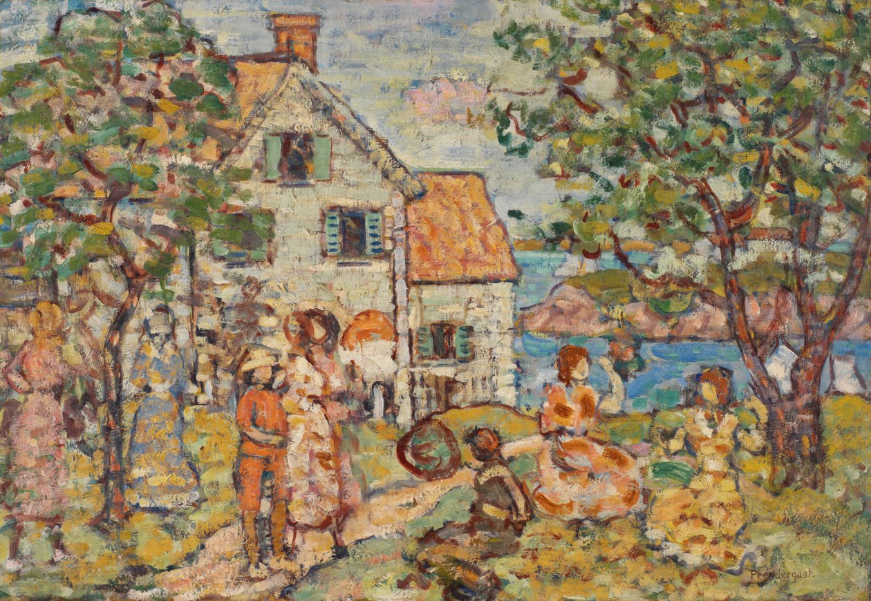Sahil ve İki Ev by Maurice Brazil Prendergast