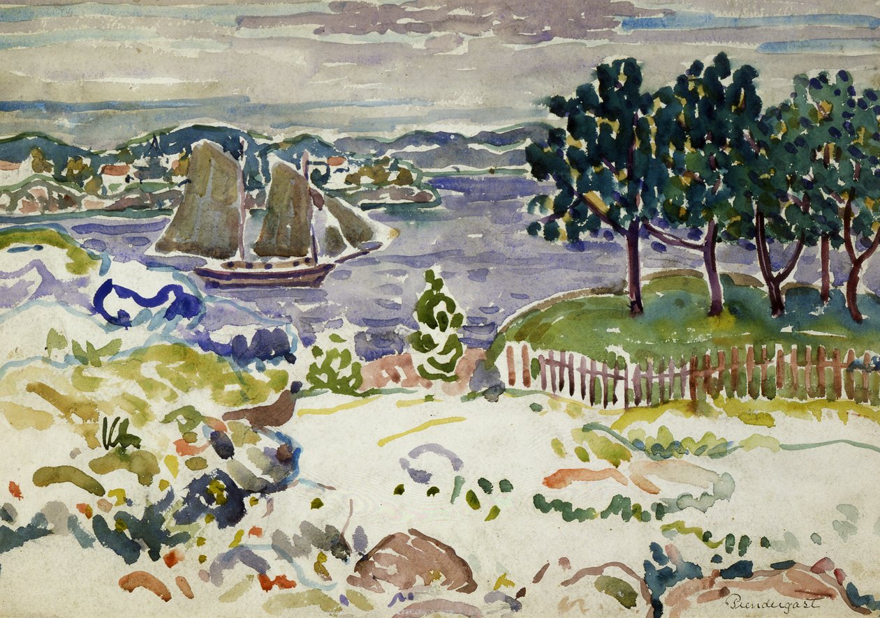 Yelkenli Giriş, Maine, ca. 1913-1915. by Maurice Brazil Prendergast