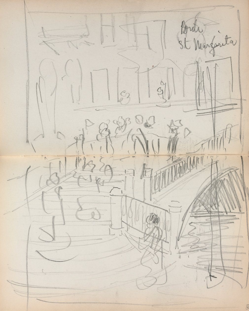 İtalyan Sketchbook: Bridge St. Margarita sayfa 67 & 68, 1898-1899. by Maurice Brazil Prendergast