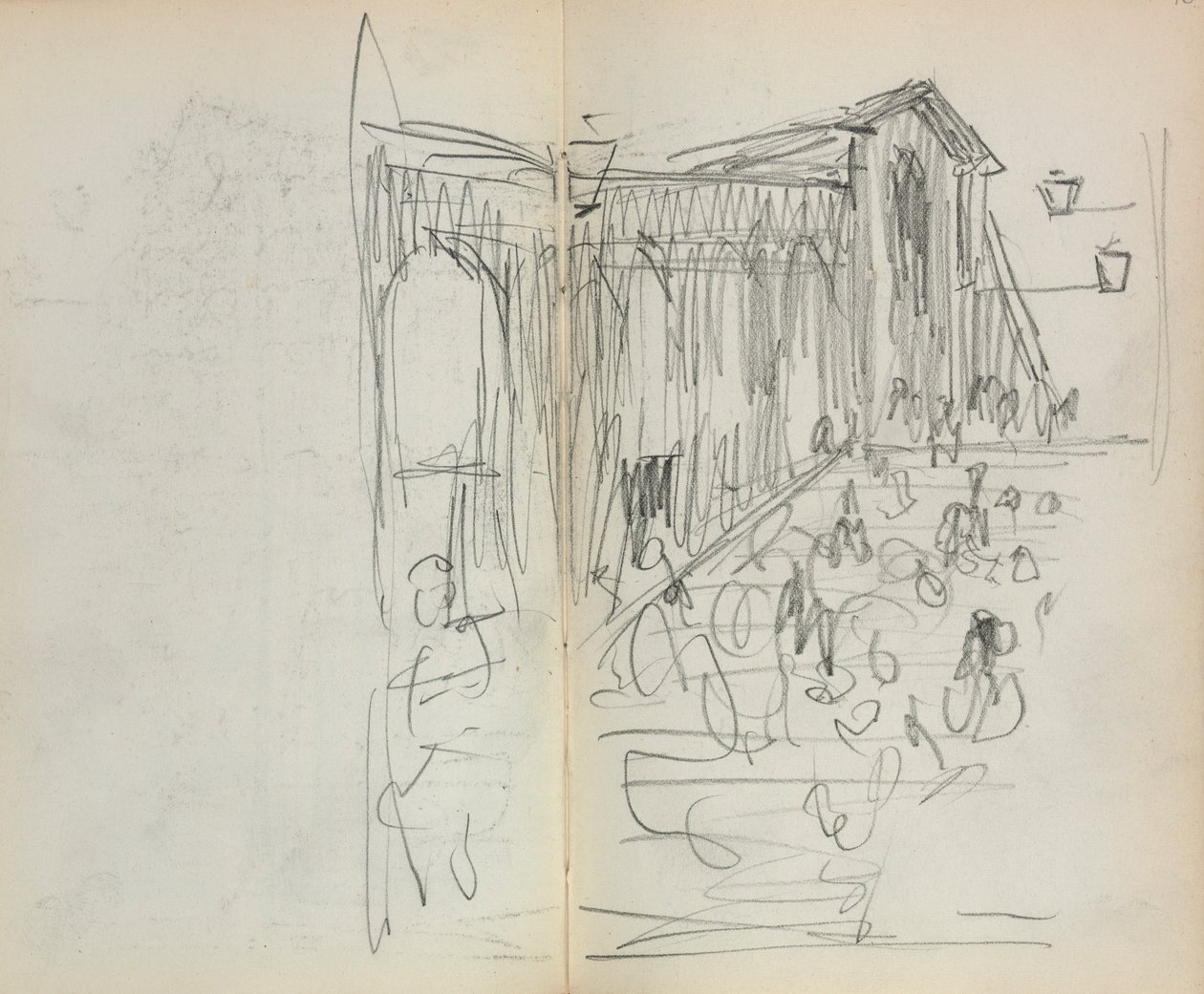İtalyan Eskiz Defteri: Figürlü Köprü sayfa 95 ve 96, 1898-1899. by Maurice Brazil Prendergast