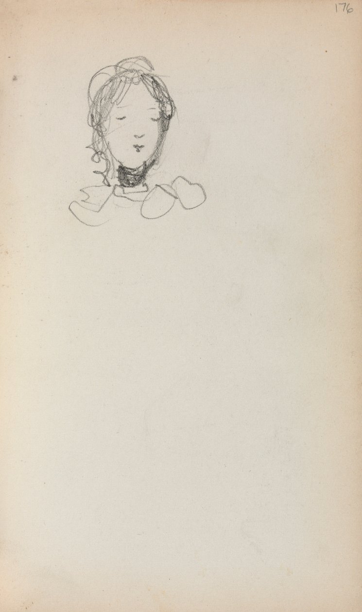 İtalyan Eskiz Defteri: Bir Kızın Başı sayfa 176, 1898-1899. by Maurice Brazil Prendergast