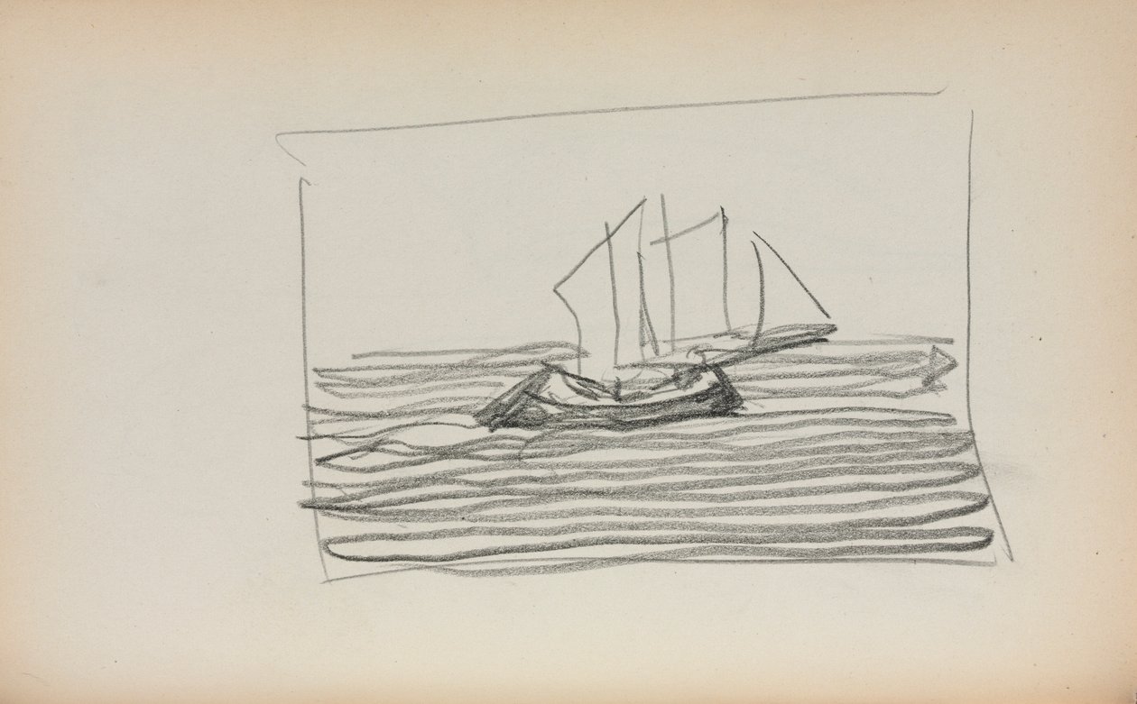 İtalyan Sketchbook: Yelkenli sayfa 75, 1898-1899. by Maurice Brazil Prendergast