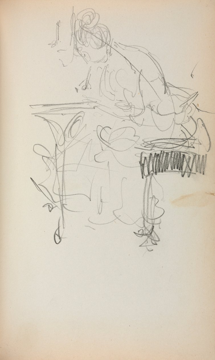 İtalyan Eskiz Defteri: Oturan Kadın Dikişi sayfa 153, 1898-1899. by Maurice Brazil Prendergast