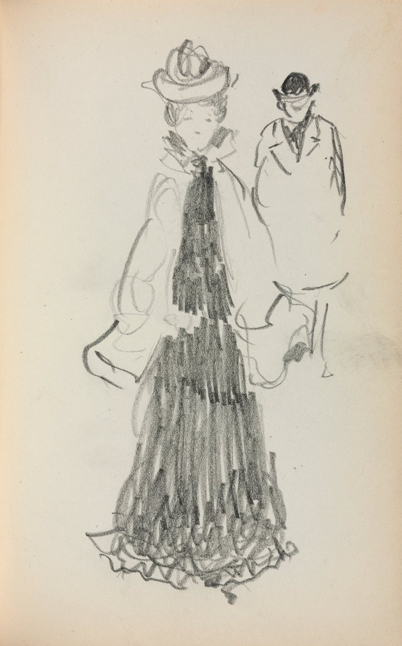 İtalyan Eskiz Defteri: Ayakta Kadın ve Erkek sayfa 125, 1898-1899. by Maurice Brazil Prendergast