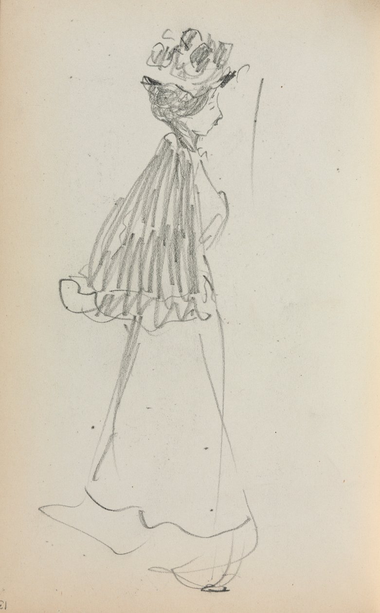 İtalyan Eskiz Defteri: Ayakta Kadın profil sayfasında 130, 1898-1899. by Maurice Brazil Prendergast