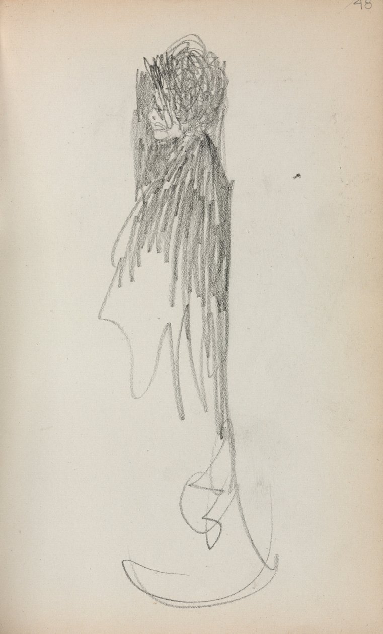 İtalyan Eskiz Defteri: Ayakta Kadın profil sayfası 48, 1898-1899. by Maurice Brazil Prendergast