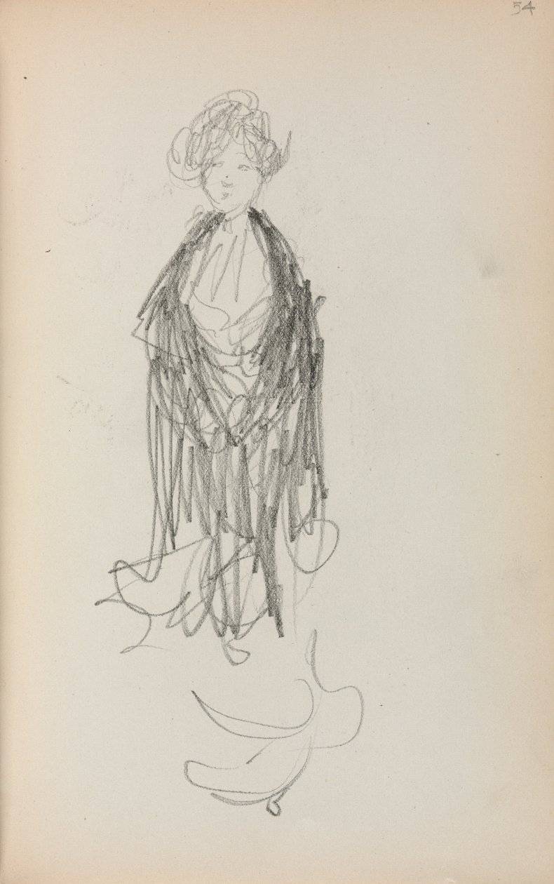İtalyan Eskiz Defteri: Şallı Ayakta Kadın sayfa 54, 1898-1899. by Maurice Brazil Prendergast