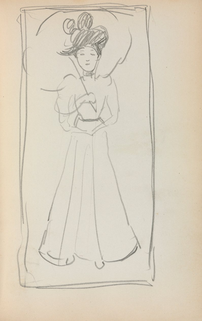 İtalyan Eskiz Defteri: Şemsiyeli ayakta duran kadın sayfa 233, 1898-1899. by Maurice Brazil Prendergast