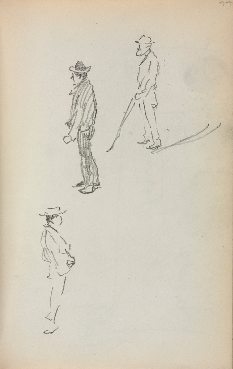 İtalyan Eskiz Defteri: Üç Daimi Adam sayfa 44, 1898-1899. by Maurice Brazil Prendergast