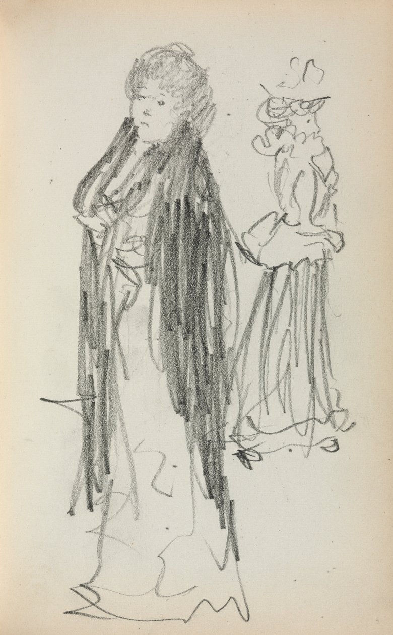 İtalyan Eskiz Defteri: İki Daimi Kadın sayfa 129, 1898-1899. by Maurice Brazil Prendergast