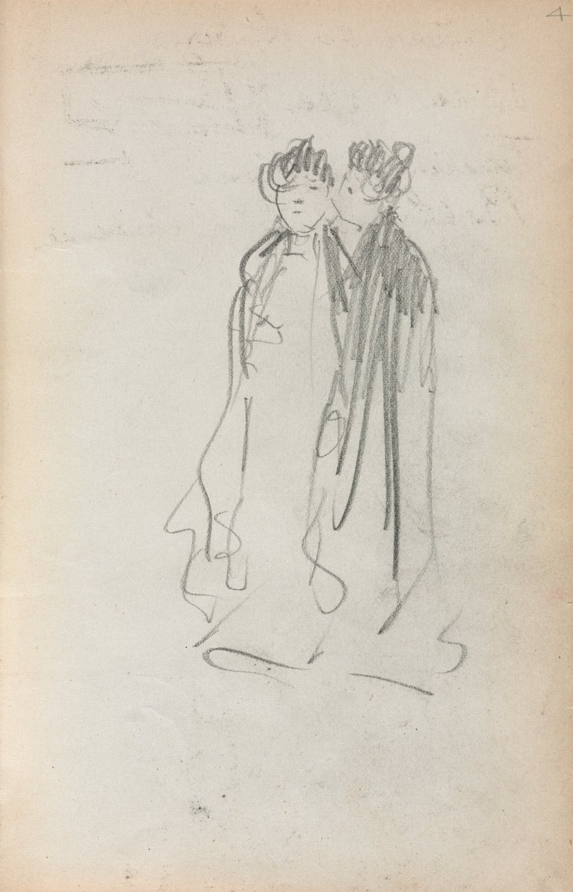 İtalyan Eskiz Defteri: İki Daimi Kadın sayfa 4, 1898-1899. by Maurice Brazil Prendergast