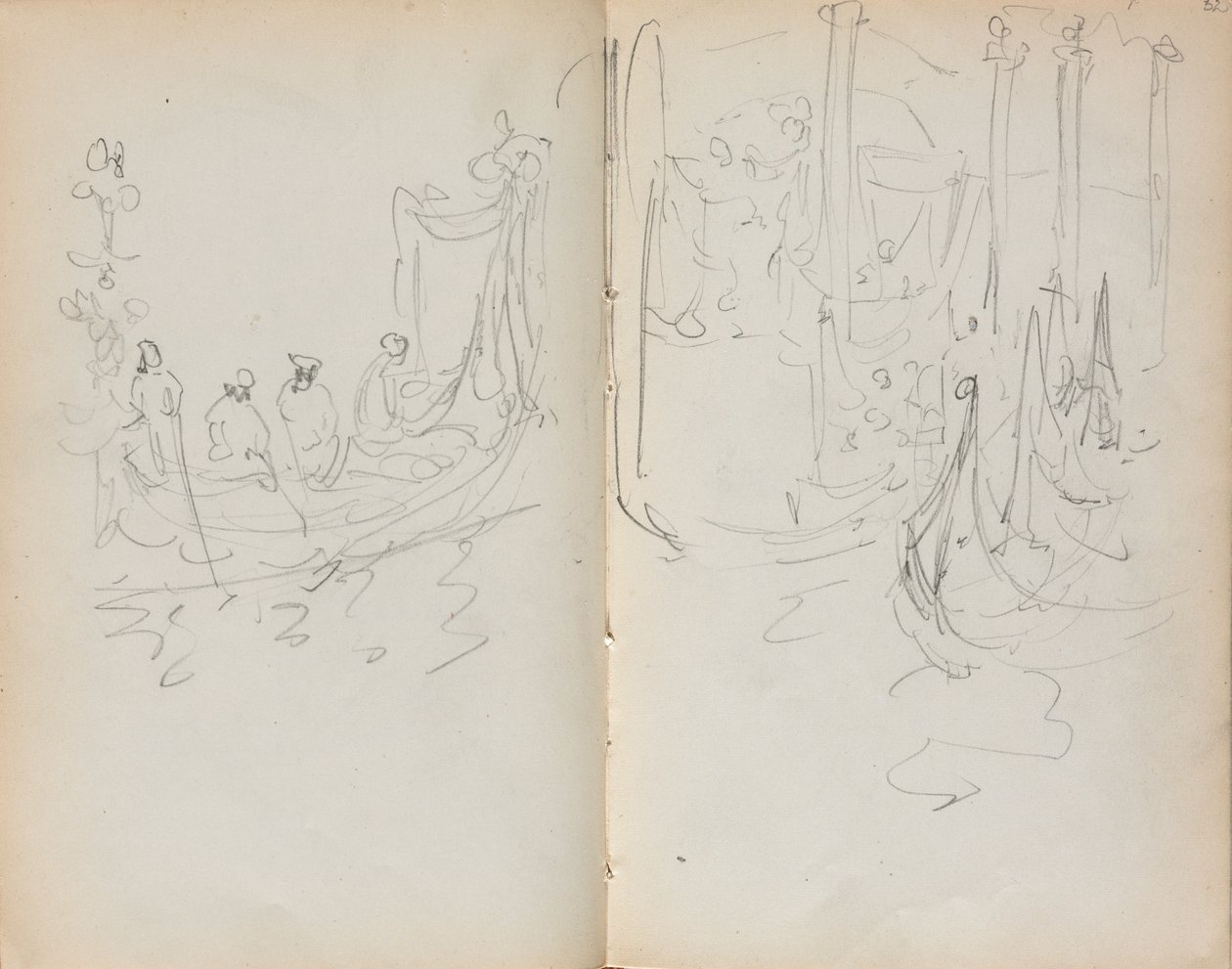 İtalyan Eskiz Defteri: Venedik Limanı Görünümü sayfa 31 ve 32, 1898-1899. by Maurice Brazil Prendergast