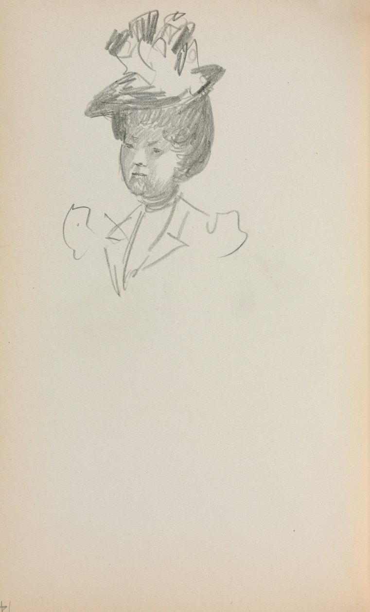 İtalyan Eskiz Defteri: Kadın, Göğüs Uzunluğu sayfa 142, 1898-1899. by Maurice Brazil Prendergast