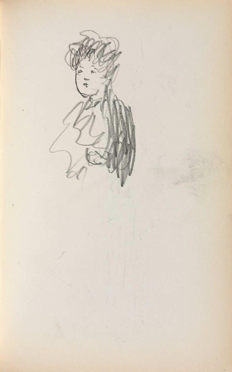 İtalyan Eskiz Defteri: Kadın, büst uzunluğu sayfa 127, 1898-1899. by Maurice Brazil Prendergast