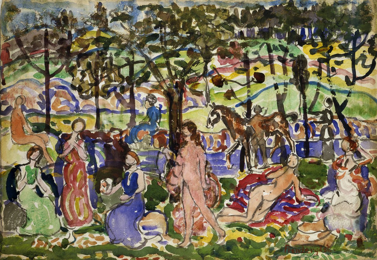 Park Sahnesi, ca. 1915-1918. by Maurice Brazil Prendergast