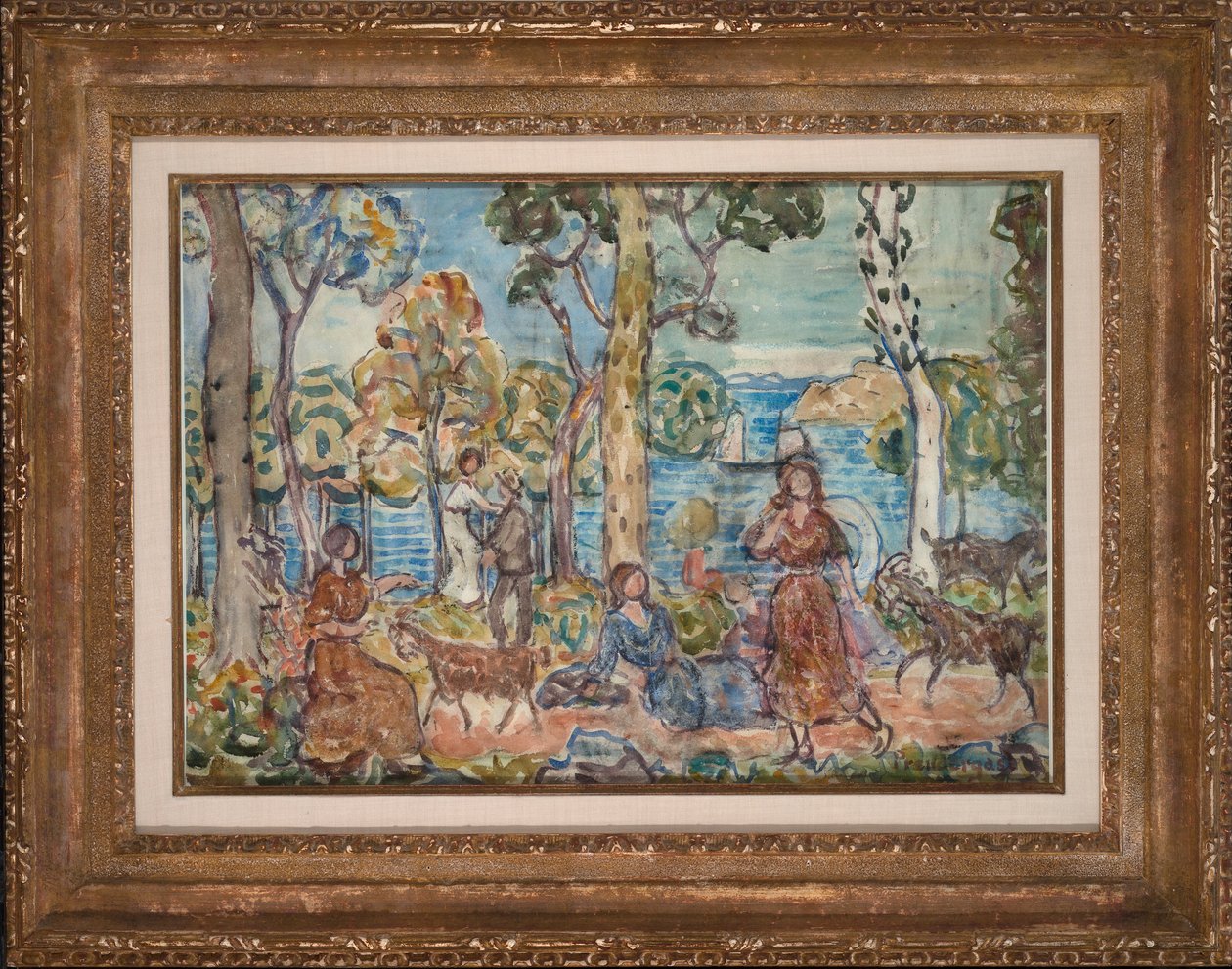 Deniz kıyısı, c.1914-16 (kağıt üzerine suluboya) by Maurice Brazil Prendergast