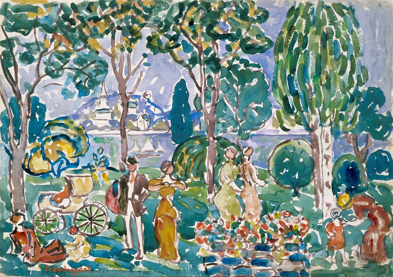 The Park, Salem (kağıt üzerine kalem üzerine suluboya) by Maurice Brazil Prendergast
