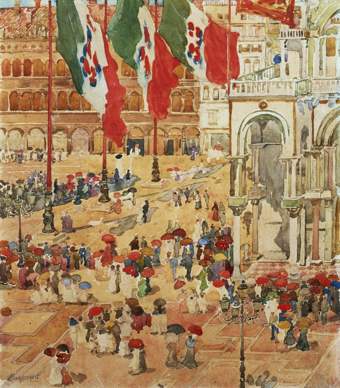 San Marco Meydanı, Venedik by Maurice Brazil Prendergast