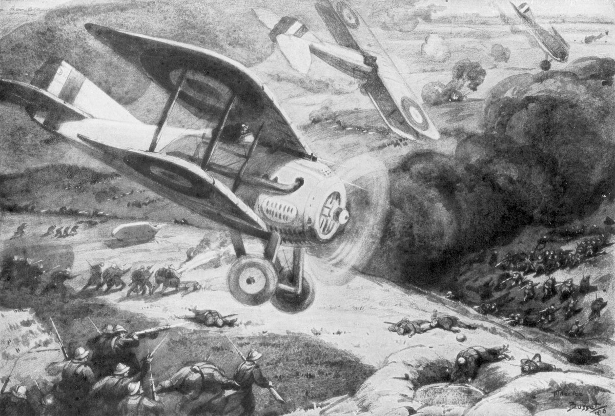 Hava süvarileri, piyadeye saldırıyor, 1918, 1926 by Maurice Busset