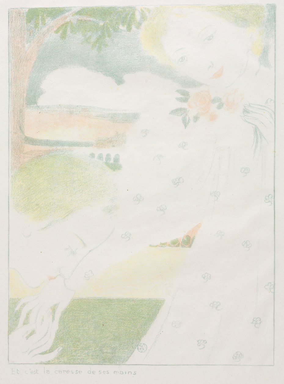 Aşk: Pl. 8 Ve Ellerin Okşaması Aşktır: Pl. 8, Et cest la caresse de ses şebekesi, 1898 by Maurice Denis