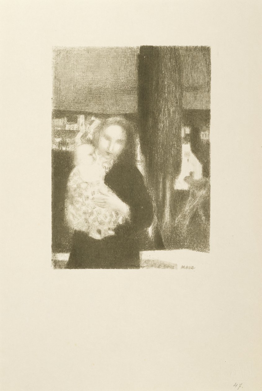 Maternite au cypres (Bir Selvi Ağacının Altında Anne ve Çocuk) by Maurice Denis