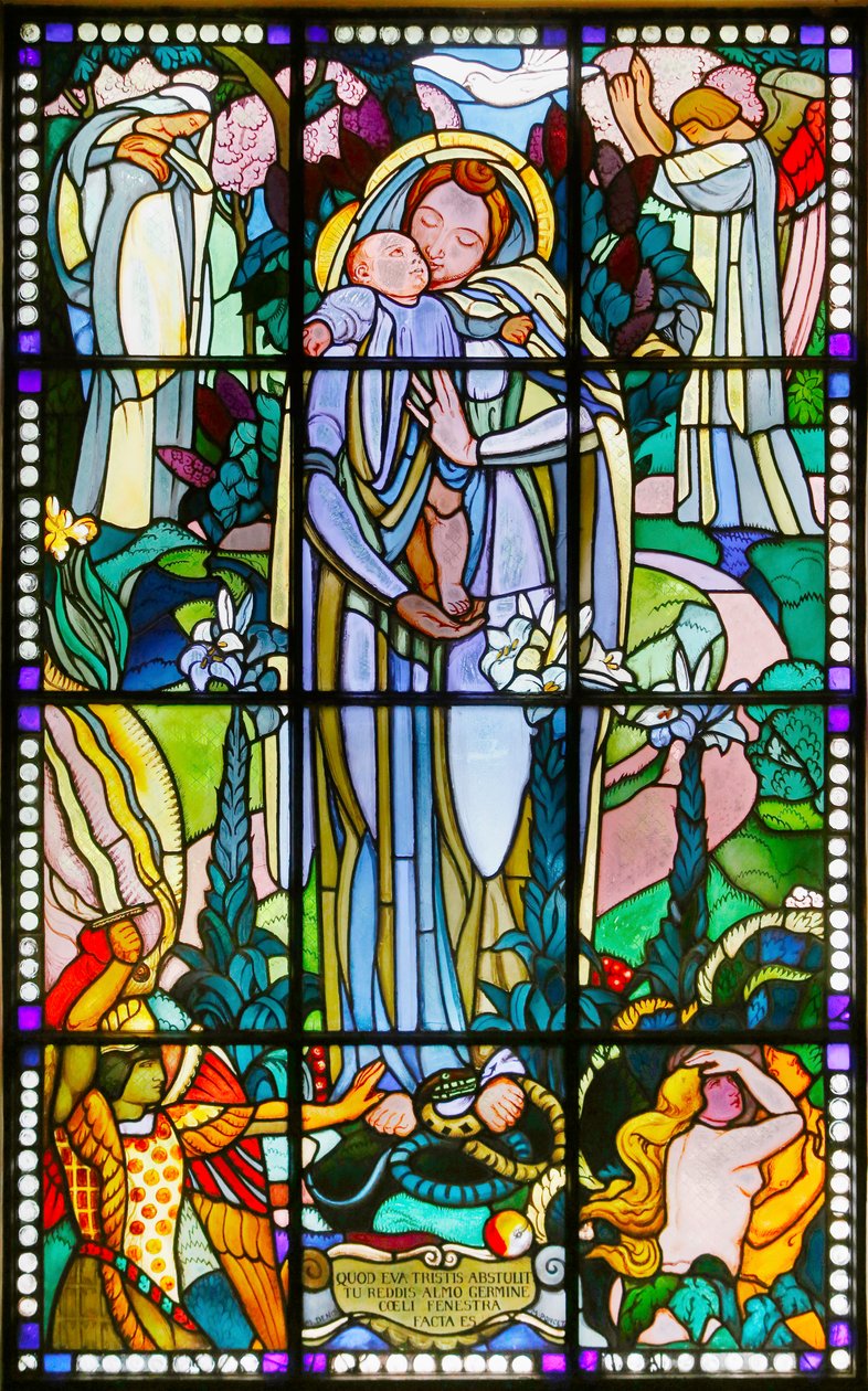 Maurice Denis müzesi, Saint Germain en Laye, Fransa, Maurice Denis, Bakire ve çocuk vitray (vitray) by Maurice Denis