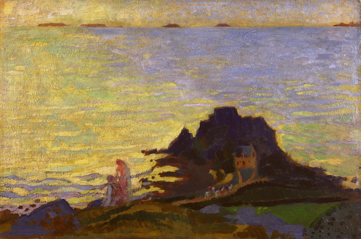Anne ve Çocuk, Kayalık Bir Çıkıntının Üzerinde (kart üzerinde yağlı boya) by Maurice Denis