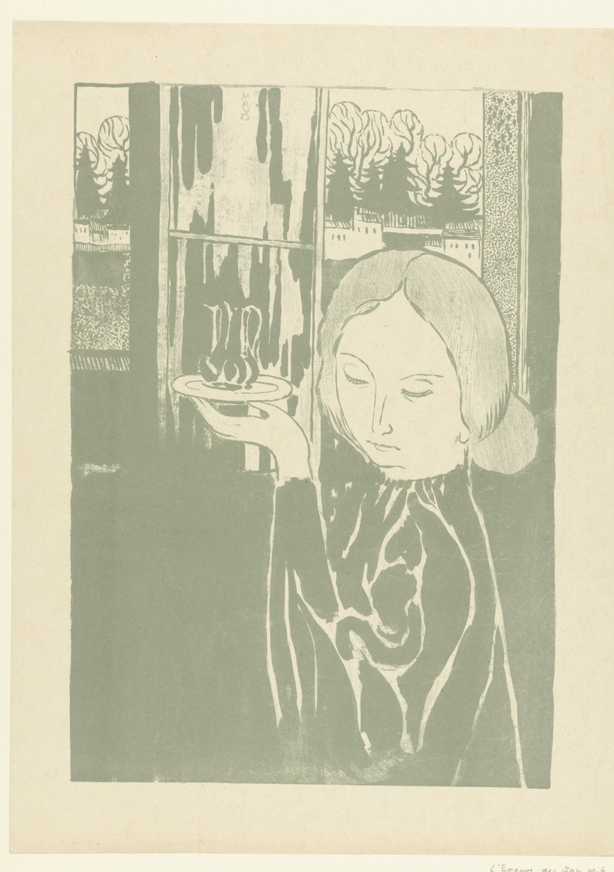 Vrouw, waterkan op dienblad ile tanıştı ibrik olan kadın Deneme (dizi başlığı) by Maurice Denis