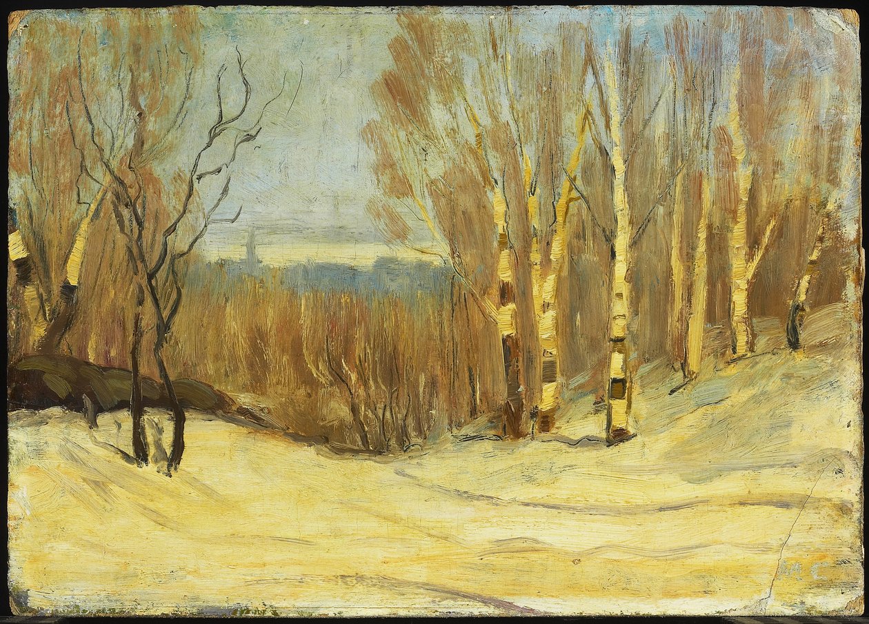 Montreal yakınlarında kış, 1896 civarı (karton üzerine yağlı boya) by Maurice Galbraith Cullen