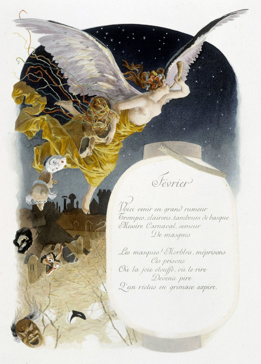 Şubat “Ayın Şarkısı”” Jérôme Doucet, illüstrasyon - Maurice Leloir, ed. Reims 1904. L. Michaud by Maurice Leloir