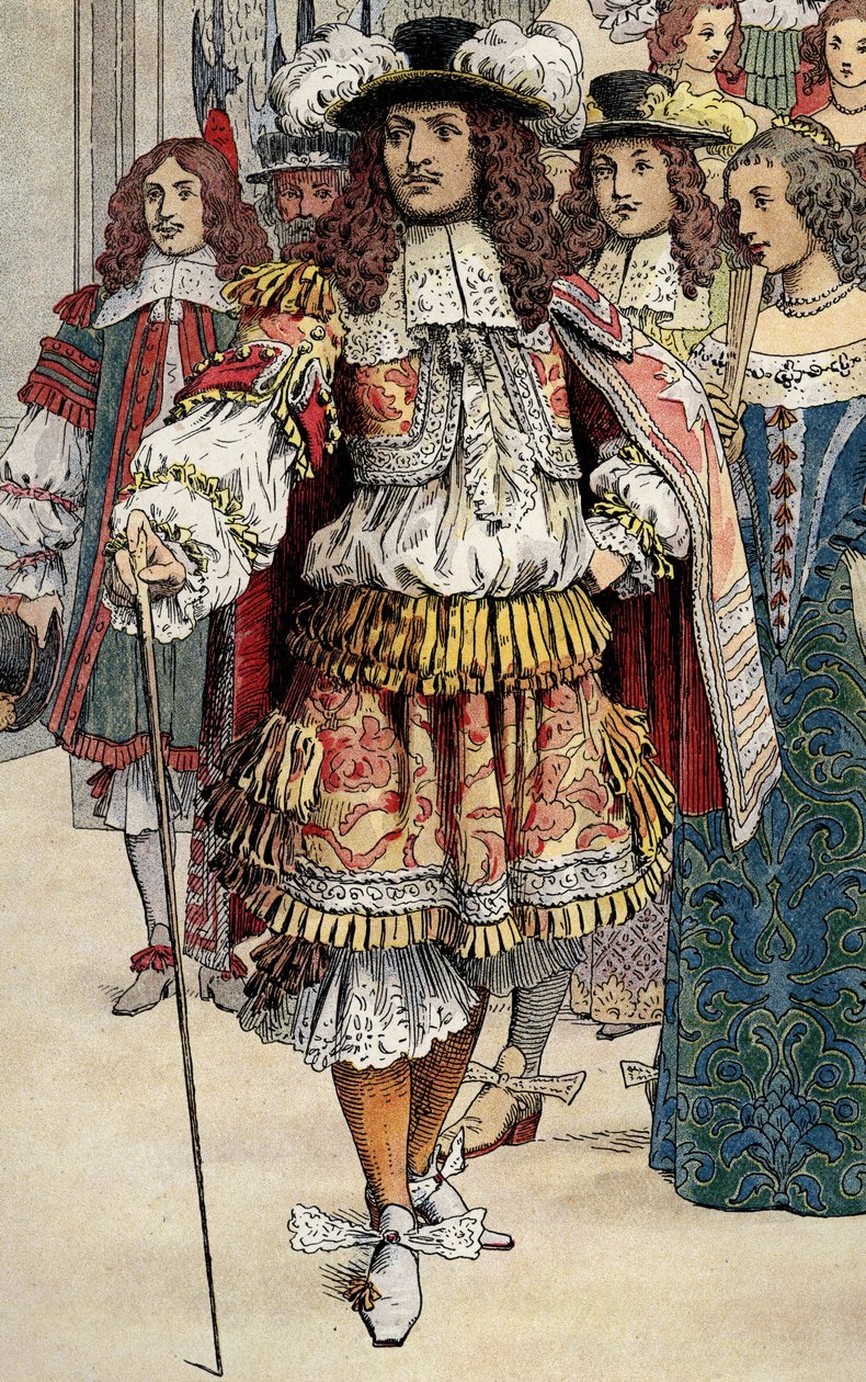 Fransız kralı Louis XIV, Vaux Le Vicomte kalesinde by Maurice Leloir