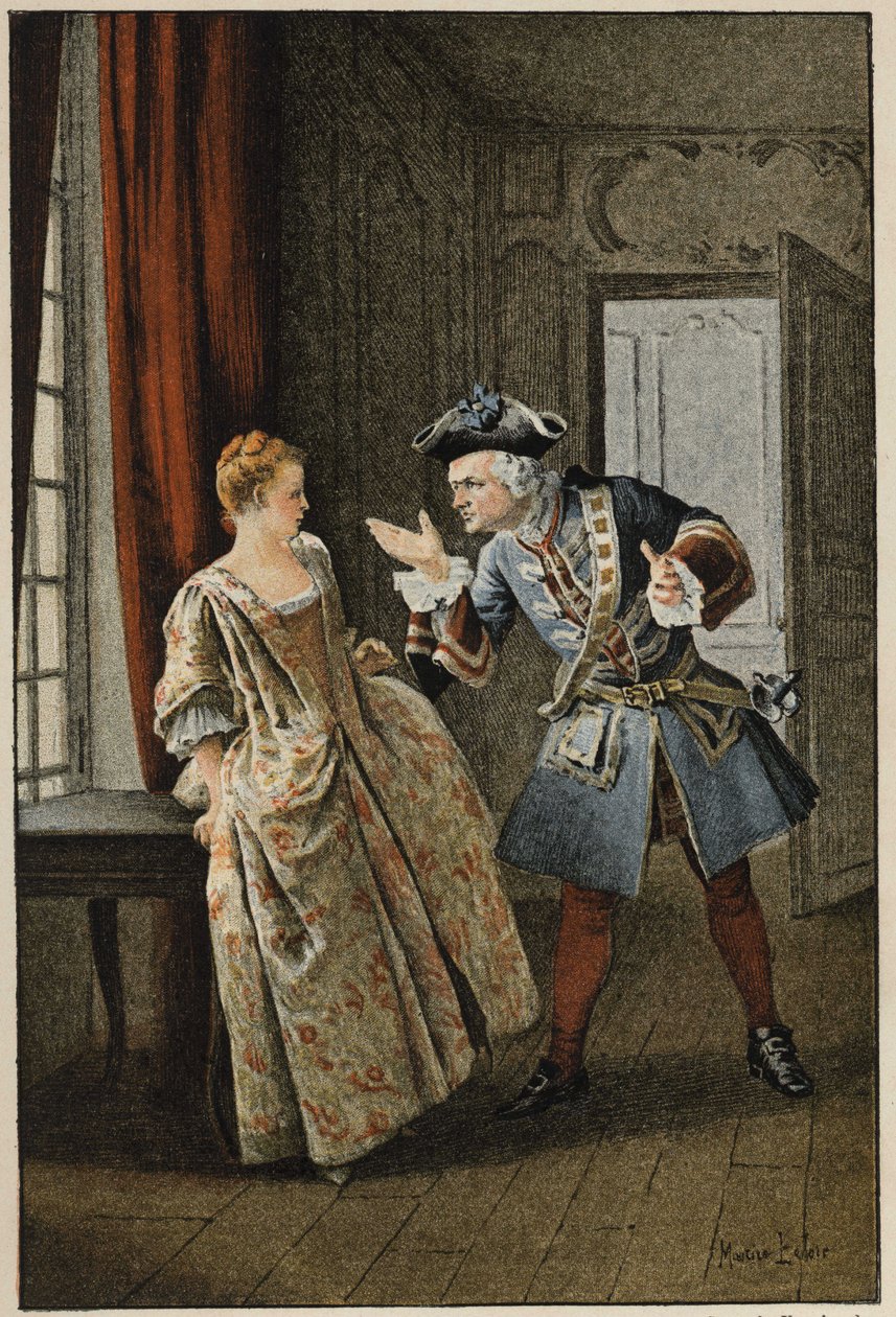 Manon ve erkek kardeşi - Fransız yazar Abbe Prevost (1697-1763) tarafından “Manon Lescaut ve Chevalier Des Grieux Tarihinde”. Maurice Leloir