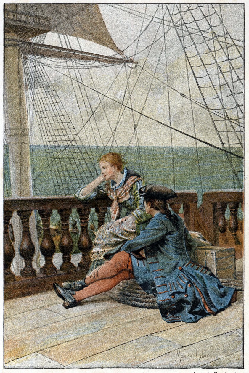 Fransız yazar Abbe Prevost (1697-1763) tarafından yazılan “Manon Lescaut ve Chevalier Des Grieux Tarihi” adlı gemide. Maurice Leloir