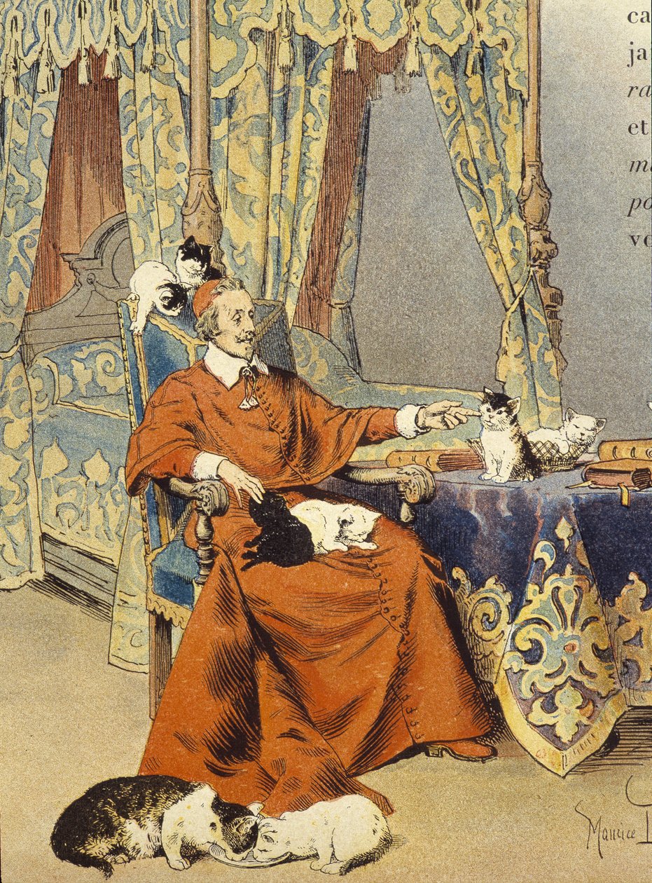 Kardinal, özellikle sevdiği kedileriyle oynuyor - Maurice Leloir