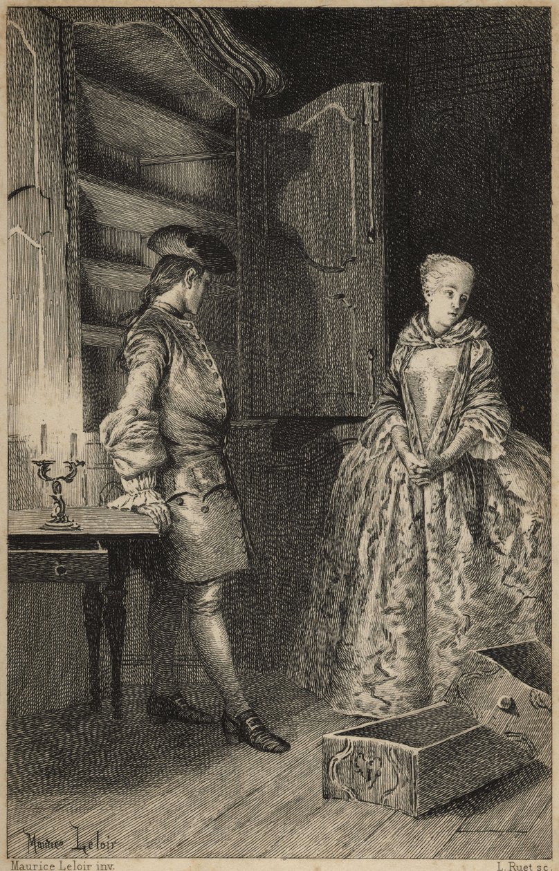 Fransız yazar Abbe Prevost (1697-1763) tarafından “Manon Lescaut ve Chevalier Des Grieux Tarihinde” Vol - keşfi. Maurice Leloir