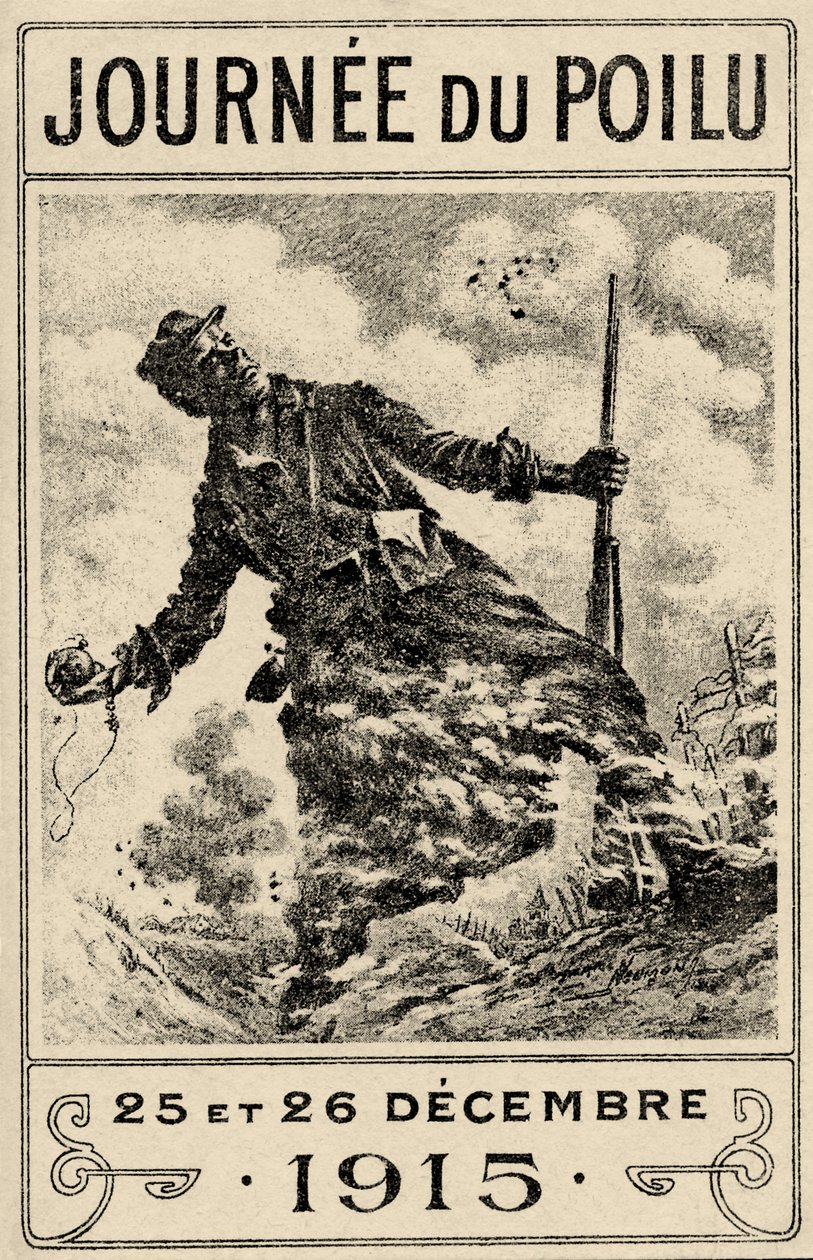 Fransız Birinci Dünya Savaşı propaganda afişi "Journée du Poilu". 25 ve 26 Aralık 1915", yayın. 1915 (renkli taş) by Maurice Louis Henri Neumont