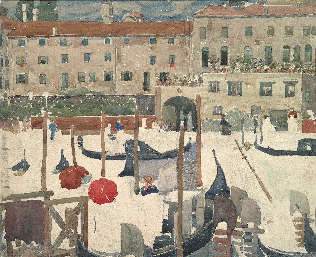 Quai, Venedik (rekto); Venedik Marina (ters) by Maurice Brazil Prendergast