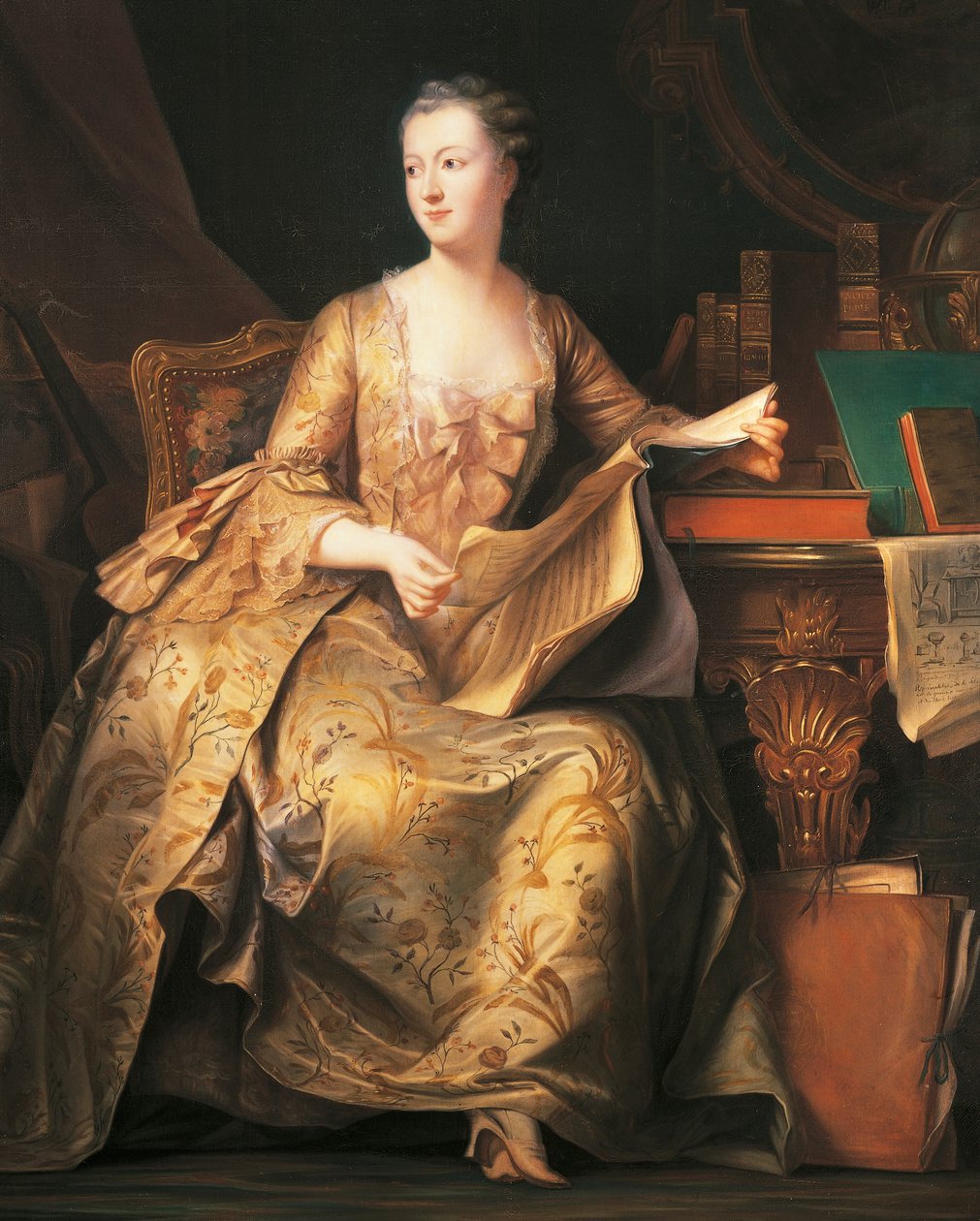 Marquise de Pompadour'un Portresi, 1755 dolayları (resim) by Maurice Quentin de La Tour