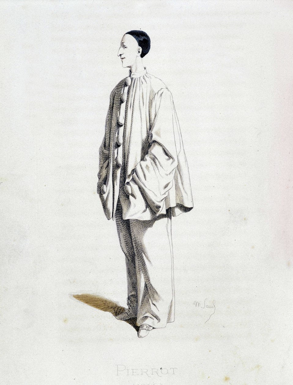 “”Masques et bouffons”tan (İtalyan komedisi) Pierrot, metin ve çizimler Maurice Sand, gravürler A. Manceau, önsöz Georges Sand, Paris, Michel Lévy Frères by Maurice Sand